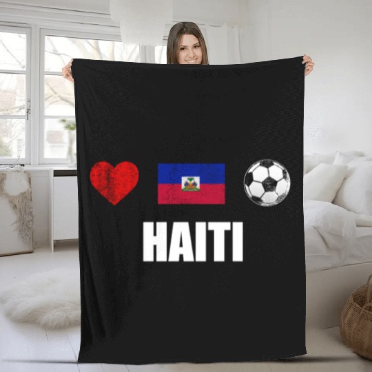 Haiti Football Fleece Blankets - Haiti Soccer Jersey