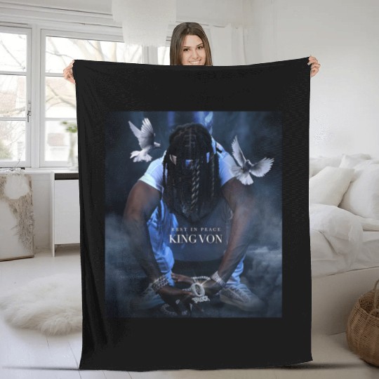 KING VON Rest In Peace Graphic Fleece Blankets