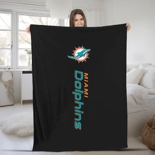 Miami Dolphins Hooded Leather Jacket, Gift For Father Fleece Blankets
