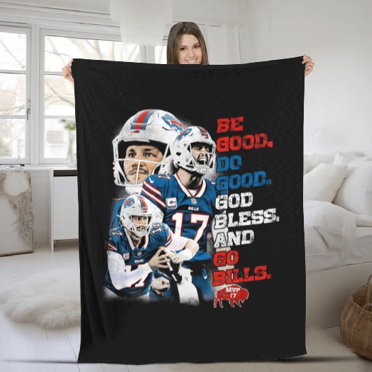 Be Good Do Good Go Bills Fleece Blankets, Be Good Do Good God Bless and Go Bills Fleece Blankets, Josh Allen MVP Fleece Blankets Josh Allen MVP Fleece Blankets