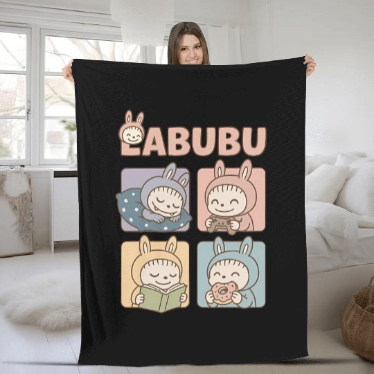 Labubu The Monsters Fleece Blankets, Funny Labubu Fleece Blankets, Cute Labubu Fan Fleece Blankets, Gift For Labubu Fans, Labubu Clothes