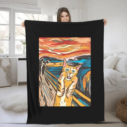 The scream of the cat Fleece Blankets