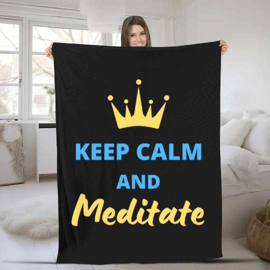 Keep calm and meditate Fleece Blankets