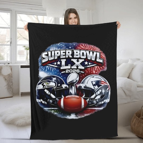 Patriots vs Seahawks SBowl LX 2026 Fleece Blankets