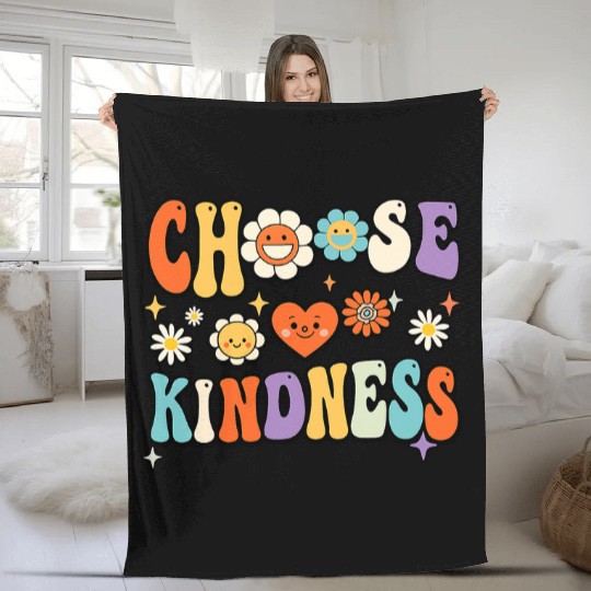 Retro Vintage Choose Kindness Lover Spiritual Fleece Blankets