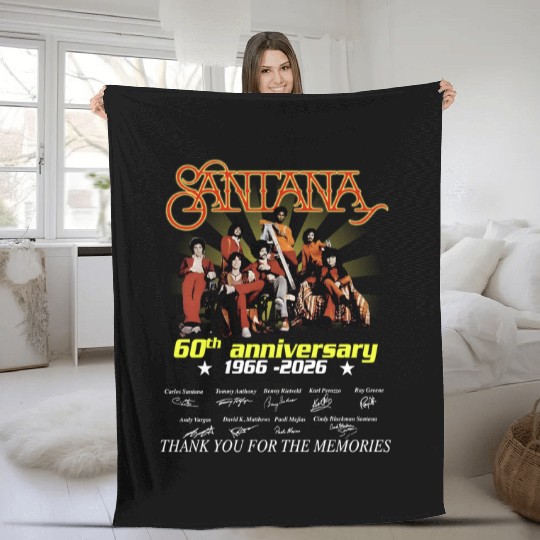 Santana 60th Anniversary 1966-2026 Fleece Blankets Vintage Santana Band Fleece Blankets Classic Rock Fleece Blankets