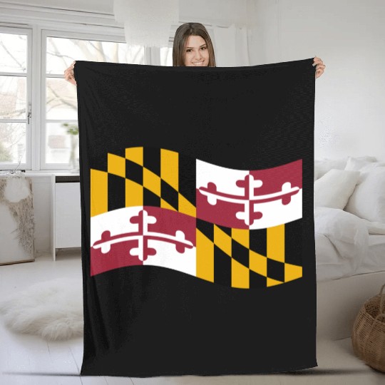 Waving Maryland Flag Fleece Blankets