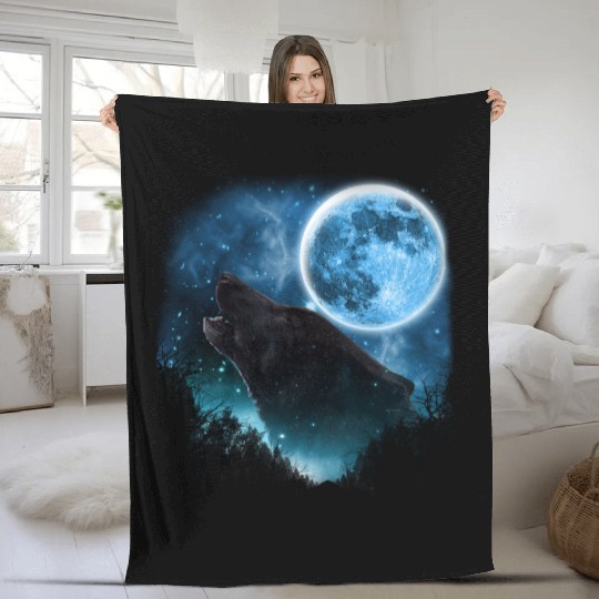 Black Wolfs Skylight 3pxc Fleece Blankets