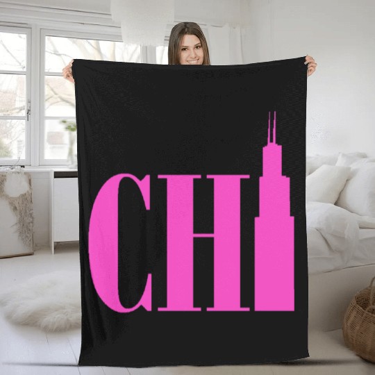 Chicago - Neon Pink Fleece Blankets