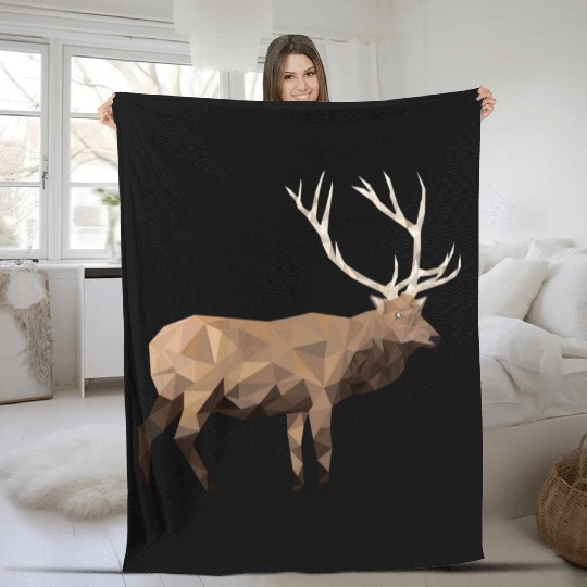 Low Poly Elk Fleece Blankets