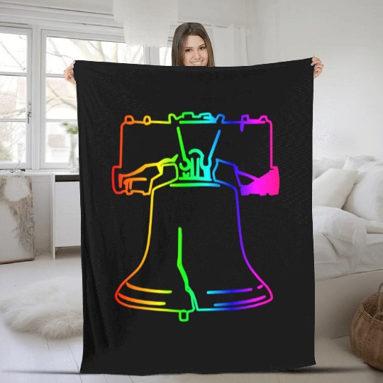 Rainbow Liberty Bell Fleece Blankets