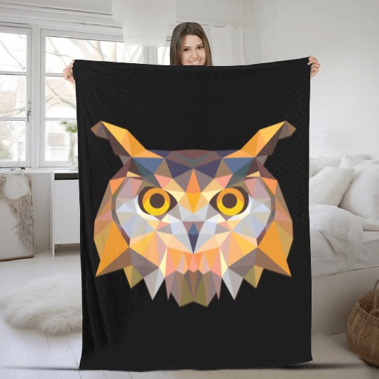 Polygonal Owl Fleece Blankets