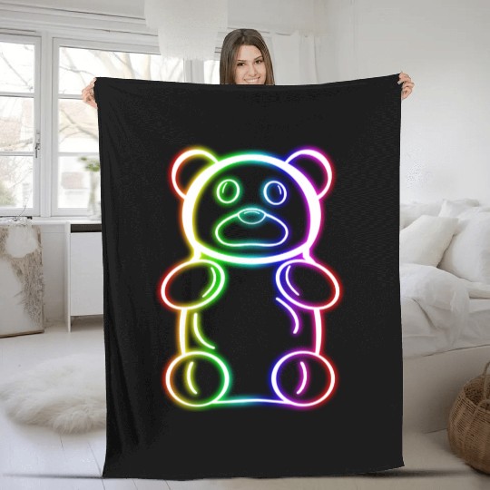 Neon Rainbow Gummy Bear Fleece Blankets