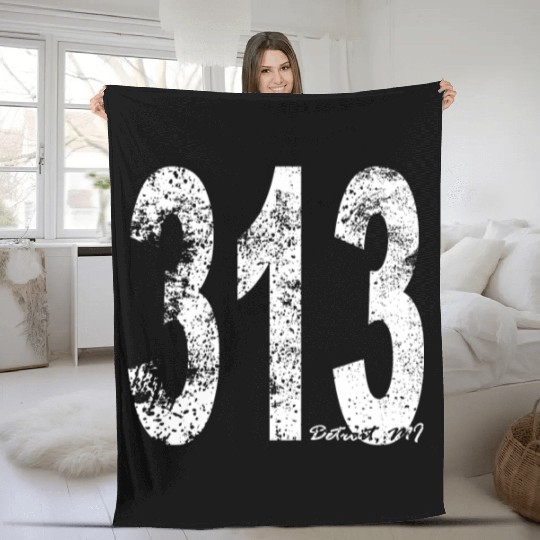 Vintage Detroit Area Code 313 Fleece Blankets