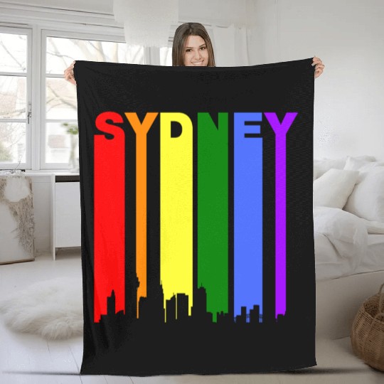 Sydney Australia Rainbow LGBT Gay Pride Fleece Blankets