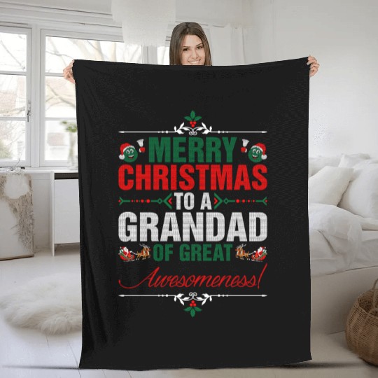 Merry Christmas To A Grandad Of Great Awesomeness Fleece Blankets