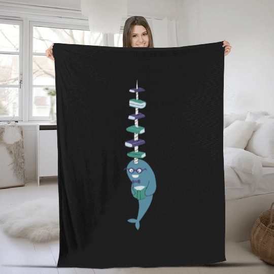 Never Give a Narwhal a Library Card Fleece Blankets
