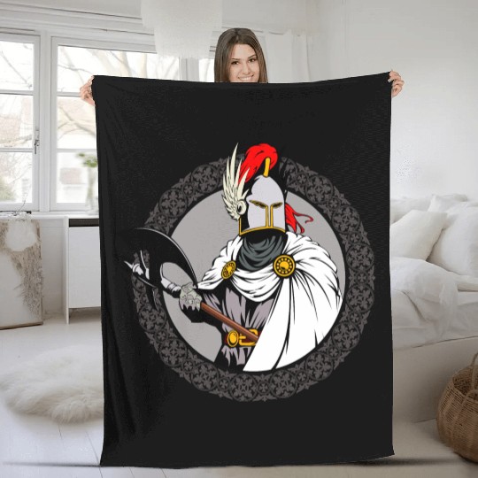 ancient warrior Sparta ax helmet raincoat pattern Fleece Blankets