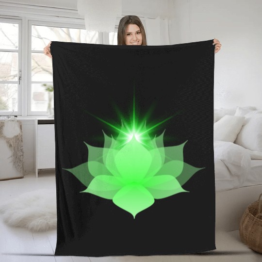 Green Chakra Lotus Fleece Blankets