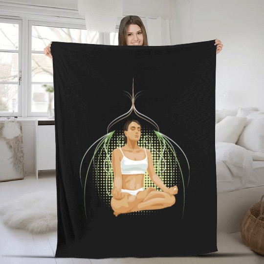 Yoga Woman Fleece Blankets