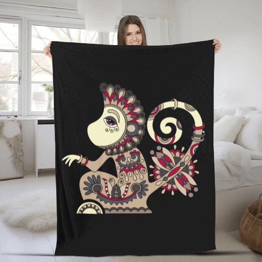 Aztec Monkey Fleece Blankets