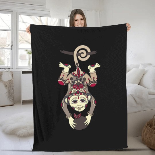Aztec Monkey Fleece Blankets