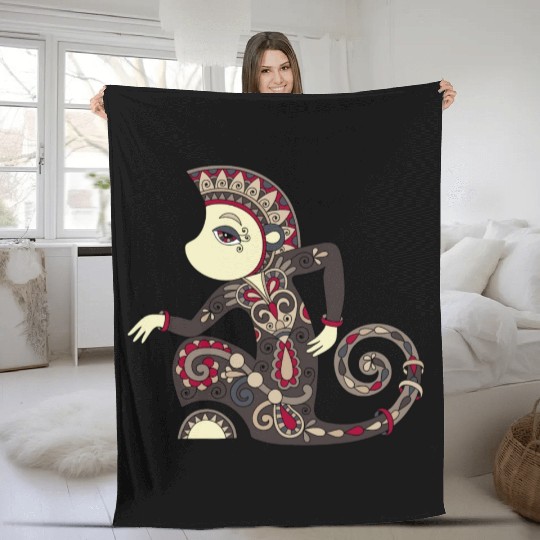 Aztec Monkey Fleece Blankets
