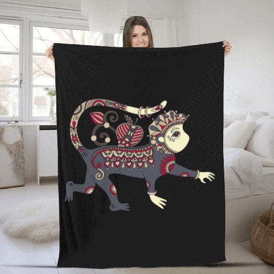 Aztec Monkey Fleece Blankets