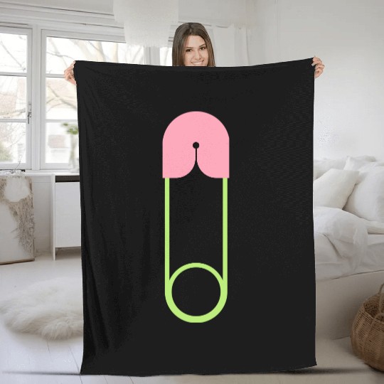 Safety pin closed Fleece Blankets