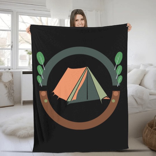 camping logo Fleece Blankets