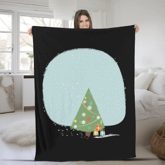 Snowflakes christmas tree Fleece Blankets