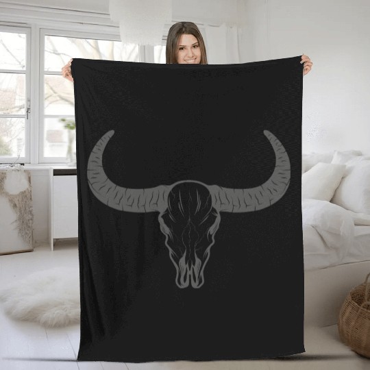 buffalo skull Fleece Blankets