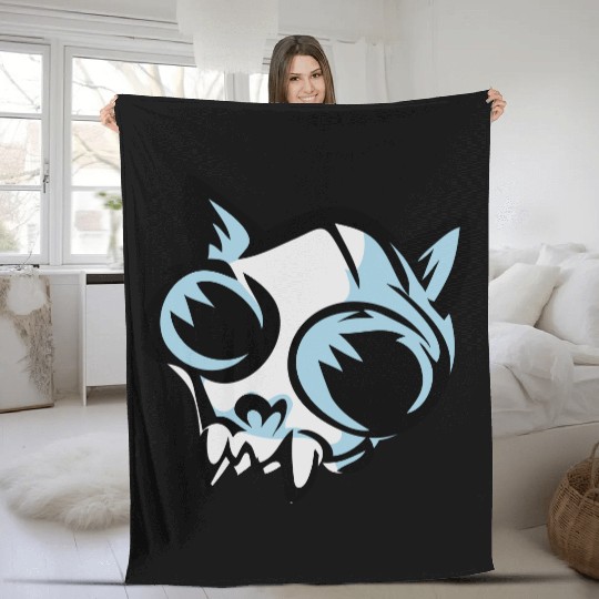 cat skull Fleece Blankets