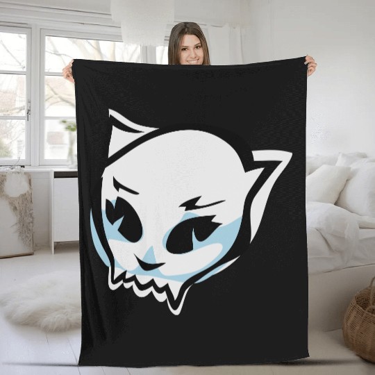 cat skull Fleece Blankets