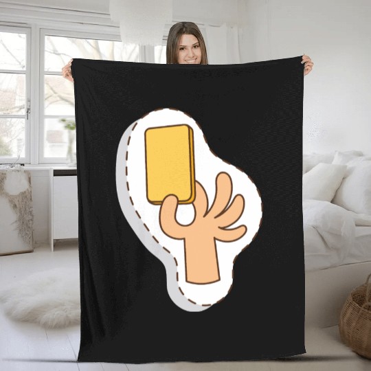 Football referee yellow card Fleece Blankets
