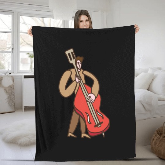 Double Bass Player Fleece Blankets