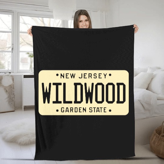 Wildwood New Jersey License Plate Fleece Blankets