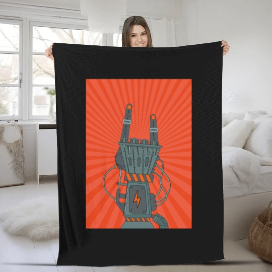hard rock horns robot Fleece Blankets