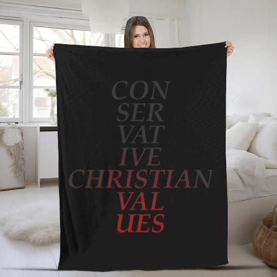 Conservative Christian Values (Red Tint) Fleece Blankets