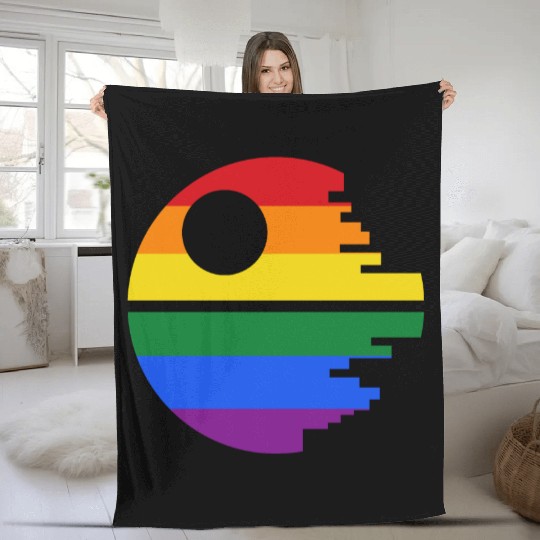 Rainbow Death Star Fleece Blankets