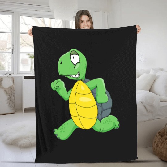 running turtle Fleece Blankets