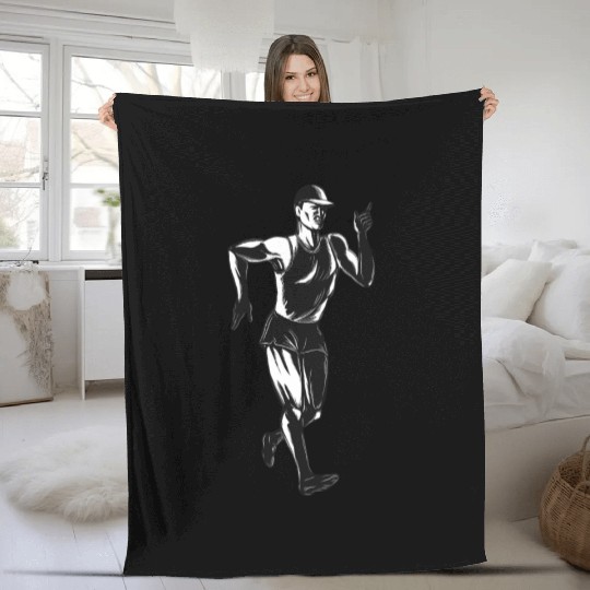Race Walking Side Fleece Blankets