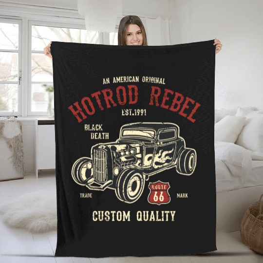 Hot Rod Rebel Fleece Blankets