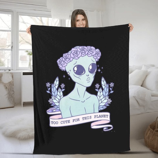 Too Cute For This Planet Fleece Blankets