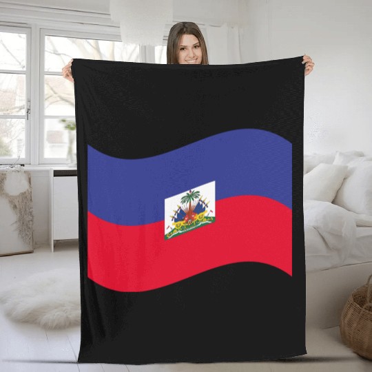 flag haiti Fleece Blankets