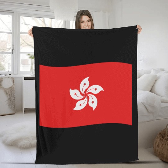 flag hong kong Fleece Blankets