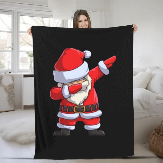 Dabbing santa claus Fleece Blankets