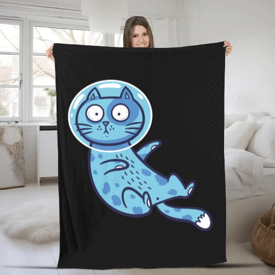 Space cat Fleece Blankets