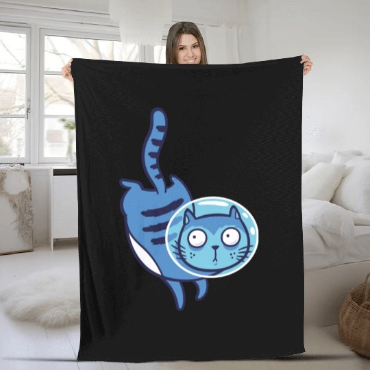 Space cat Fleece Blankets