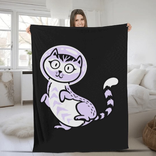 Space cat Fleece Blankets